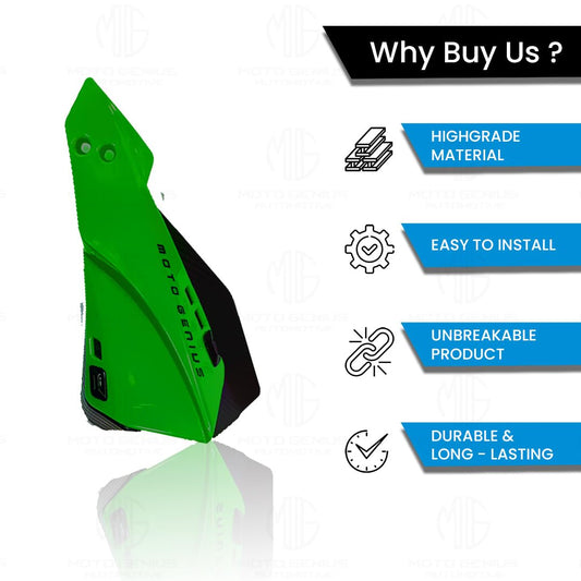 MOTO GENIUS Universal Bike Hand Guards Protectors | Wind Deflector Made for Hand Safety While Riding All Motorcycle (MTB) (Green)
