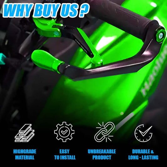 MOTO GENIUS Adjustable CNC Brake Clutch Lever Protector Guard for Motorcycles & Bikes | Universal Fit, Durable Aluminum, Lever Protection, Minimalist Design (Green)