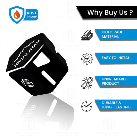 MOTO GENIUS Stainless Steel Rear Brake Oil Reservoir Guard for RE Himalayan 450 | Durable Protection (Black)