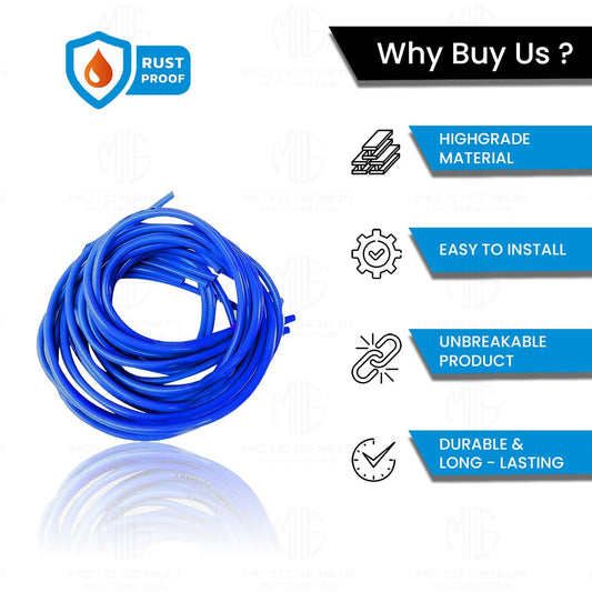 MOTO GENIUS 1 Meter Motorcycle Petrol Gas Oil Delivery Tube Pipe, Fuel Gasoline Hose for Motorbike, ATV, Scooter (Blue)
