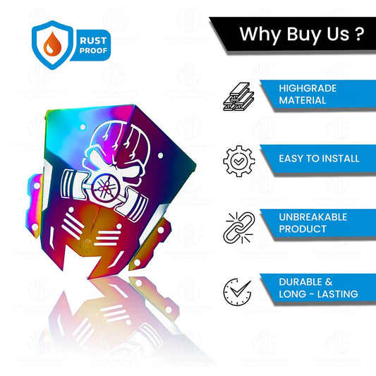 MOTO GENIUS Stainless Steel Visor Windscreen Windshield Deflector for MT 15 | Heavy Quality Flyscreen with Mount for Motorbike | Wind Sheld Protector (Skull)