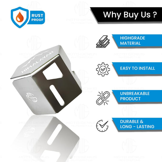 MOTO GENIUS Stainless Steel Rear Brake Oil Reservoir Guard for RE Himalayan 450 | Durable Protection (Silver)