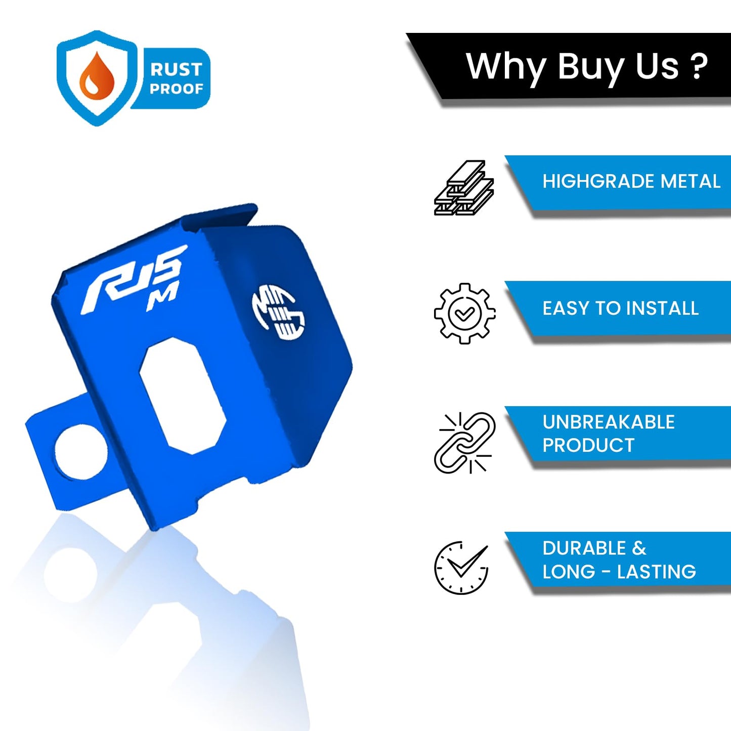 MOTO GENIUS Rear Brake Oil Container Guard for R15 V4 | Durable Protection and Stylish Design for Motorcycles R15-M (Blue)