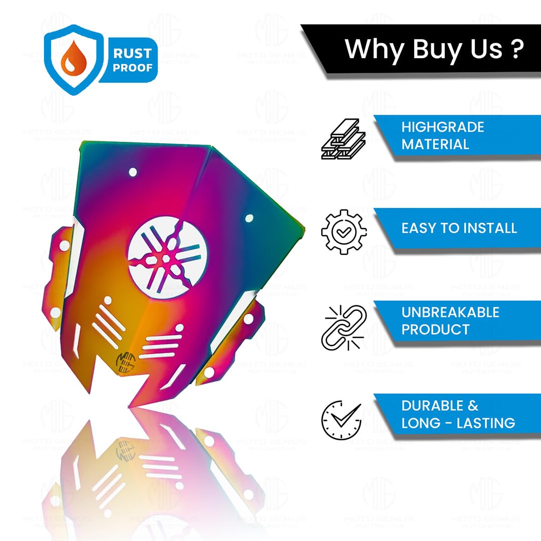 MOTO GENIUS Stainless Steel Visor Windscreen Windshield Deflector for MT 15 | Heavy Quality Flyscreen with Mount for Motorbike | Wind Sheld Protector (Logo)