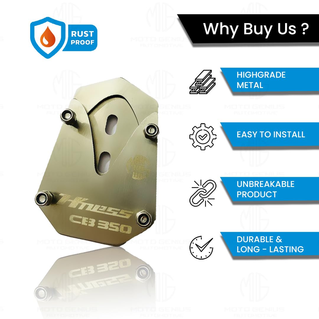 MOTO GENIUS Stainless Steel Side Stand Extender for Honda Hnees CB 350 | Heavy Duty Parking Support and Stability Enhancer