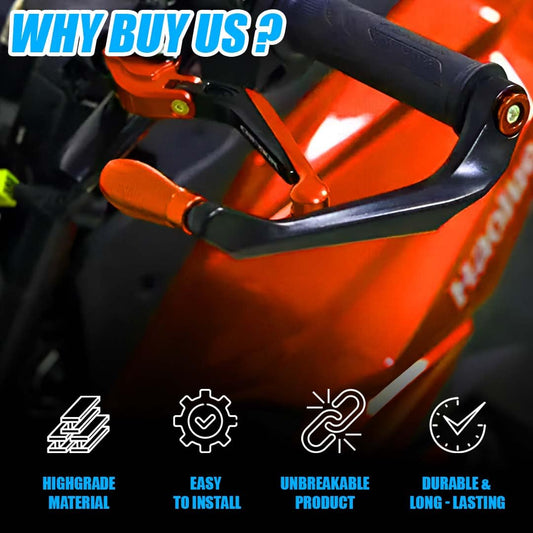MOTO GENIUS Adjustable CNC Brake Clutch Lever Protector Guard for Motorcycles & Bikes | Universal Fit, Durable Aluminum, Lever Protection, Minimalist Design (Orange)