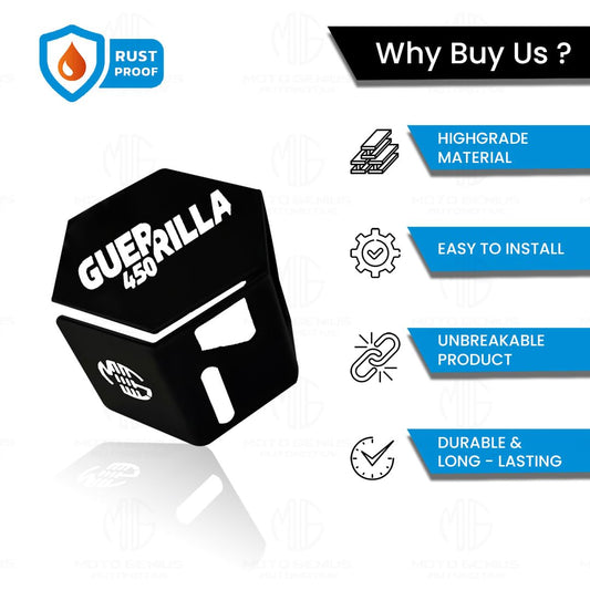 MOTO GENIUS Stainless Steel Rear Brake Oil Reservoir Guard for Guerrilla Motorbike | Durable Protection for Brake System (Black)