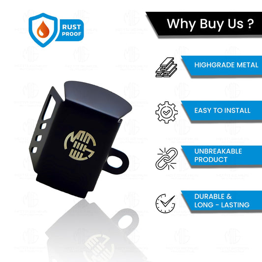 MOTO GENIUS Stainless Steel Rear Brake Oil Container Guard for RE Interceptor | Fluid Reservoir Cap Compatible with RE Interceptor (Black)