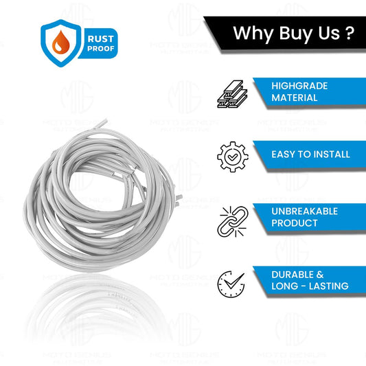 MOTO GENIUS 1 Meter Motorcycle Petrol Gas Oil Delivery Tube Pipe, Fuel Gasoline Hose for Motorbike, ATV and Scooter (White)