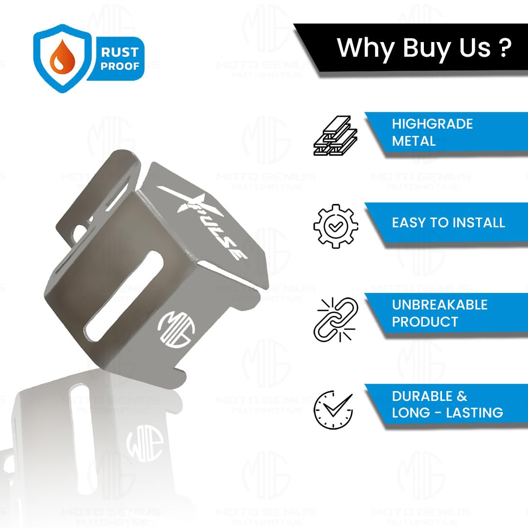 MOTO GENIUS Stainless Steel Rear Brake Oil Container Guard for Xpulse | Durable Protection & Stylish Design for Motorcycles (Silver)