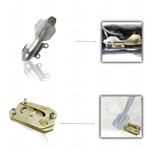 MOTO GENIUS Stainless Steel Meteor 350 Motorbike Accessories Kit | Steel Honey Shape Headlight Grill, Cylinder Guard, Side Stand Extender & Oil Reservoir Caps for RE Meteor 350 | Pack of 5