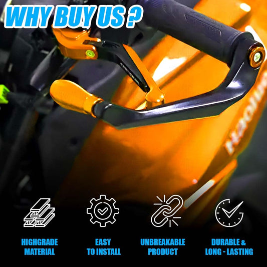 MOTO GENIUS Adjustable CNC Brake Clutch Lever Protector Guard for Motorcycles & Bikes | Universal Fit, Durable Aluminum, Lever Protection, Minimalist Design (Gold)