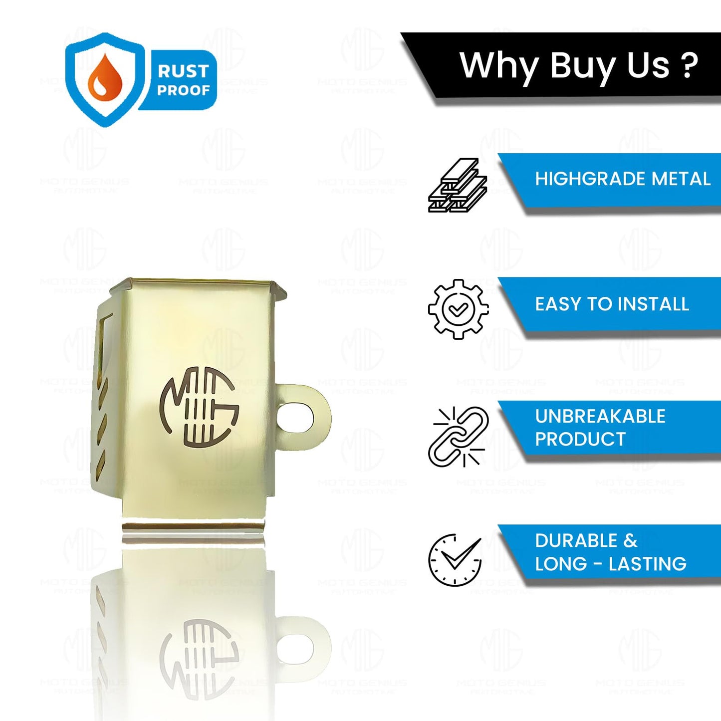 MOTO GENIUS Stainless Steel Rear Brake Oil Container Guard for RE Interceptor | Fluid Reservoir Cap Compatible with RE Interceptor (Silver)