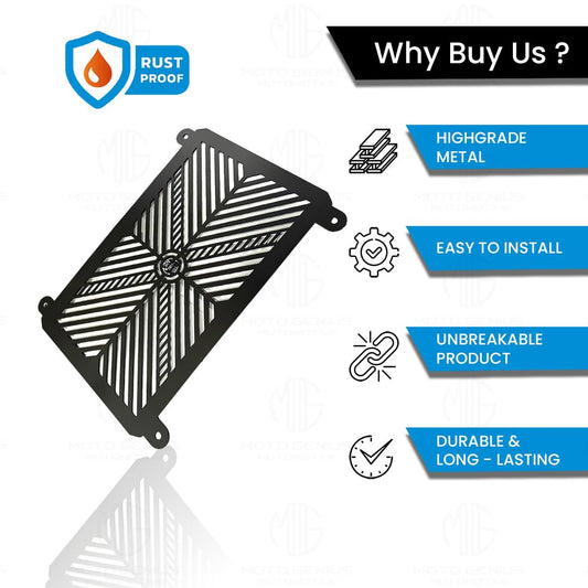 MOTO GENIUS Stainless Steel Radiator Grill Cover Guard Protector for Ninja 400 | Engine Cooling Protection | Rust-Resistant, Durable, Easy Installation (Black)