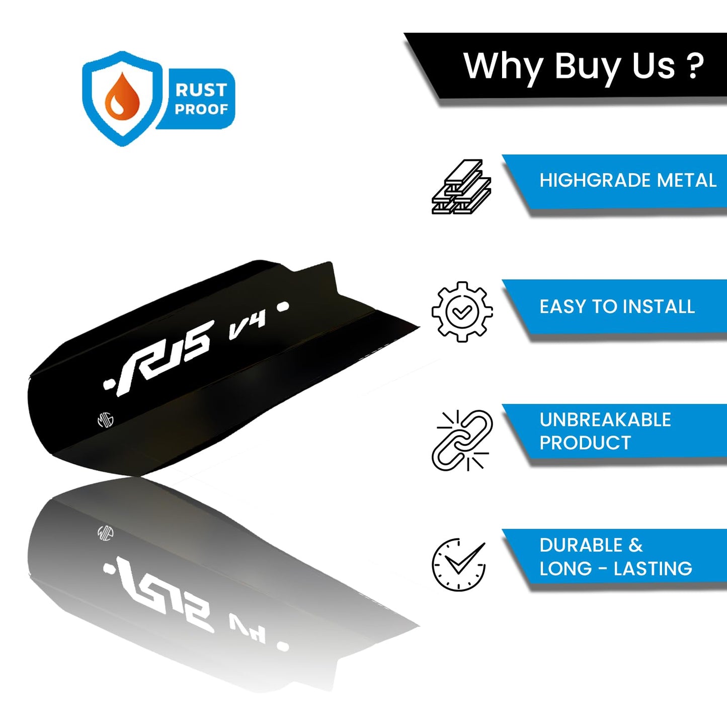 MOTO GENIUS Stainless Steel Exhaust Cover Silencer Protector for R15 V4 | Premium Exhaust Heat Shield Protector for Enhanced Durability and Style | Easy Installation | R15-V4 (Black)