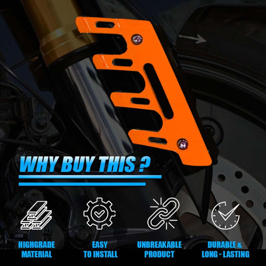 MOTO GENIUS ABS Shocker Protector | Front Fork Fender Protector | Universal Anti-Fall Slider Guard for All Bikes (Orange)