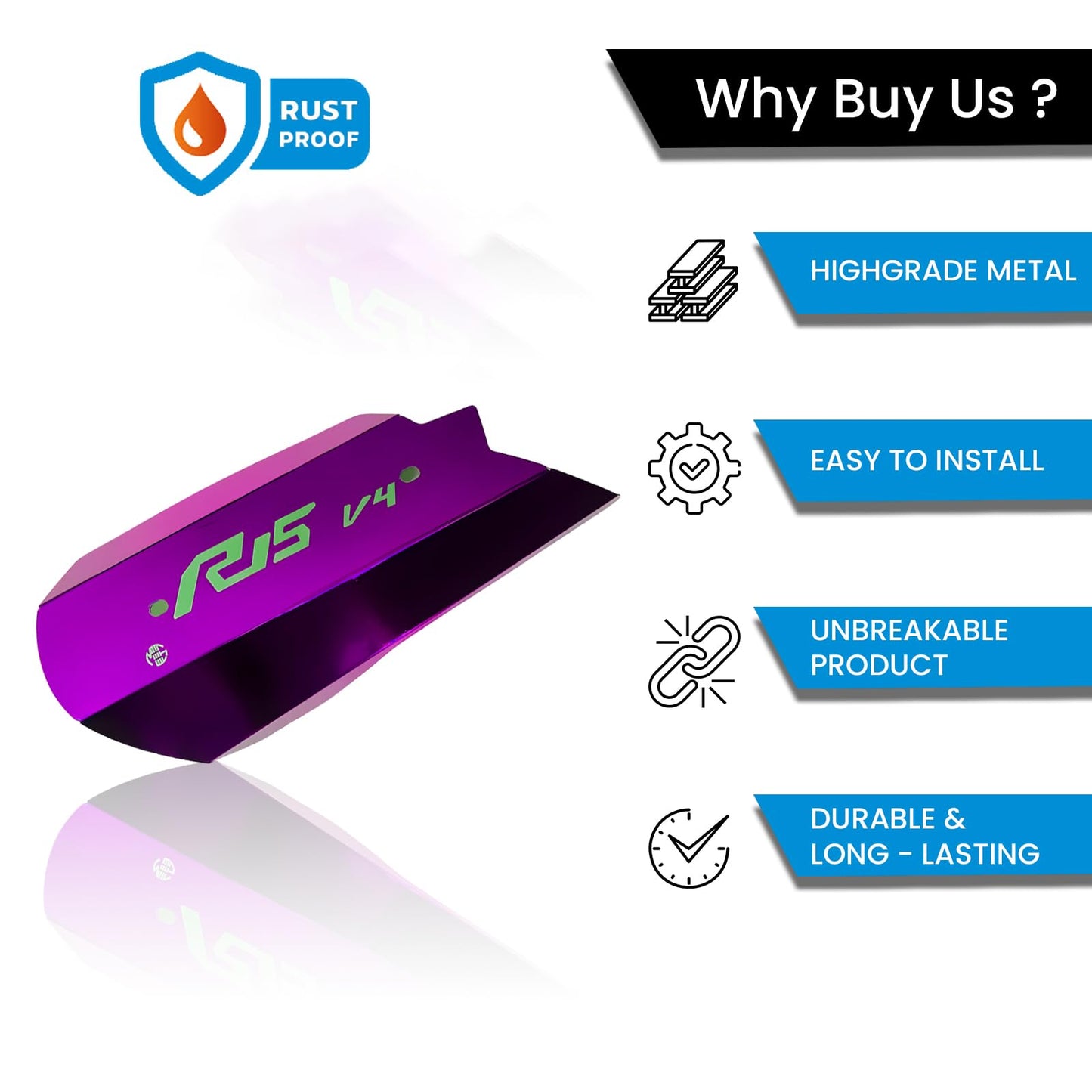 MOTO GENIUS Stainless Steel Exhaust Cover Silencer Protector for R15 V4 | Premium Exhaust Heat Shield Protector for Enhanced Durability and Style | Easy Installation | R15-V4 (Purple)