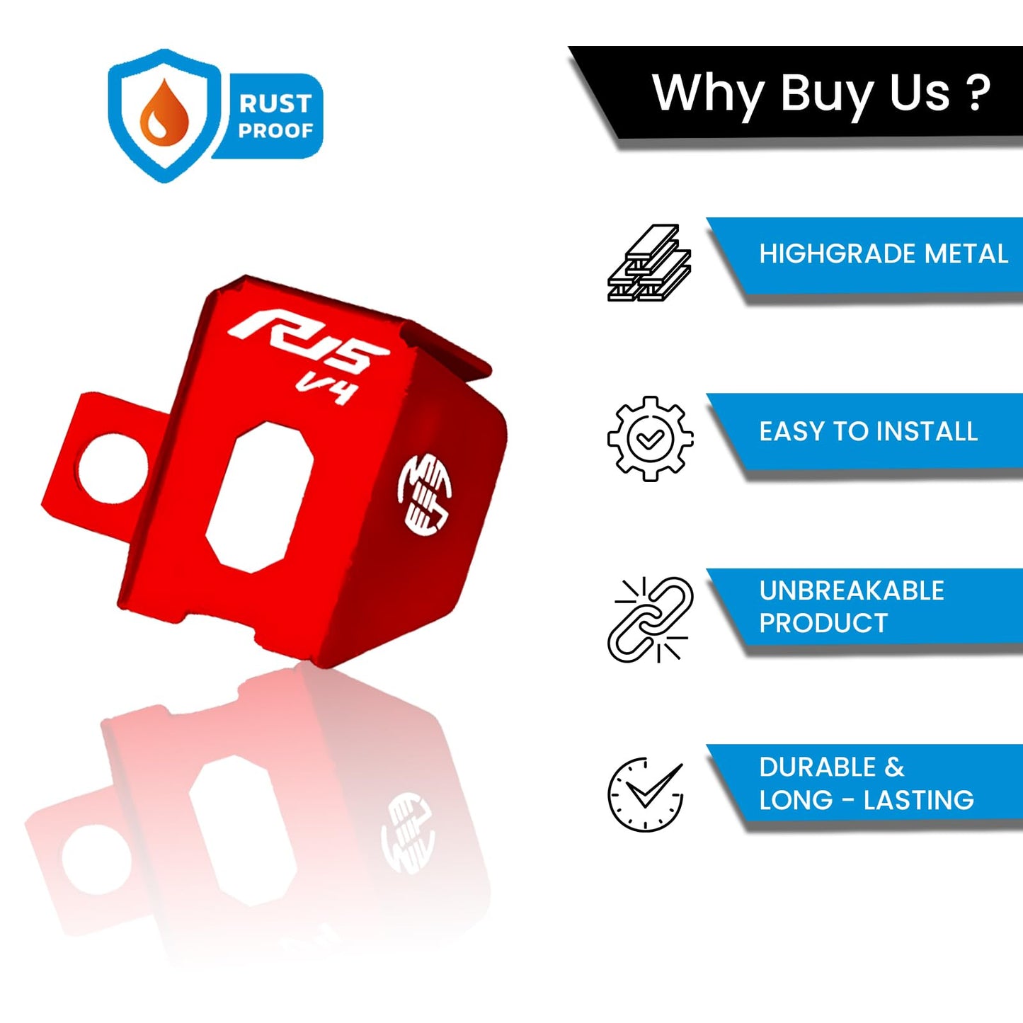 MOTO GENIUS Rear Brake Oil Container Guard for R15 V4 | Durable Protection and Stylish Design for Motorcycles R15-V4 (Red)
