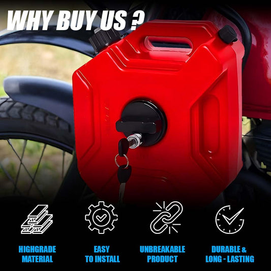 MOTO GENIUS Universal 5 Liter Fuel Jerry Can With Clamp and Cap For Motorcycle | Fuel Container Heavy Duty construction for Petrol/diesel/kerosene Storage (Red)