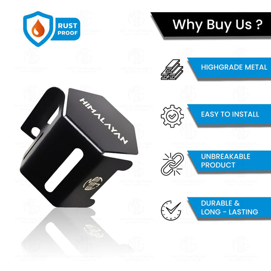 MOTO GENIUS Stainless Steel Rear Brake Oil Container Guard, Premium Black Finish, for RE Himalayan BS3/BS4/BS6/Scram Motorbike (Black)