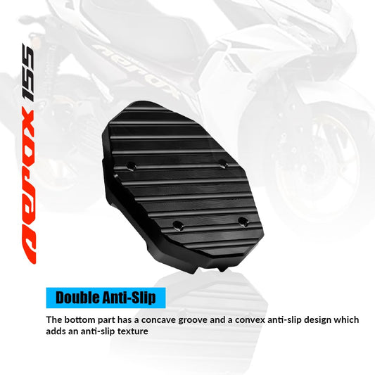 MOTO GENIUS Aerox 155 Aluminium Side Stand Extender | CNC Base Plate for Stability and Support | Durable Easy Installation, Enhanced Stability (Blue)