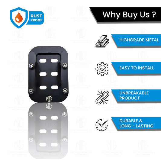 MOTO GENIUS Stainless Steel Side Stand Extender for RE Interceptor | Heavy Duty Parking Support and Stability Enhancer (Black)