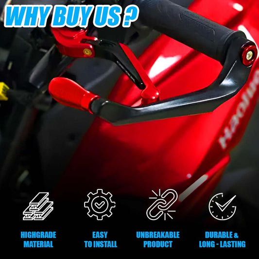 MOTO GENIUS Adjustable CNC Brake Clutch Lever Protector Guard for Motorcycles & Bikes | Universal Fit, Durable Aluminum, Lever Protection, Minimalist Design (Red)