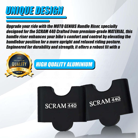 MOTO GENIUS Adjustable Handlebar Riser for RE Scram 440 |CNC Aluminum Clamp for Improved Riding Comfort & Ergonomics (Straight)