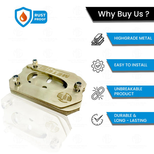 MOTO GENIUS Stainless Steel Side Stand Extender for Meteor 350 | Heavy Duty Parking Support & Stability Enhancer (Silver)